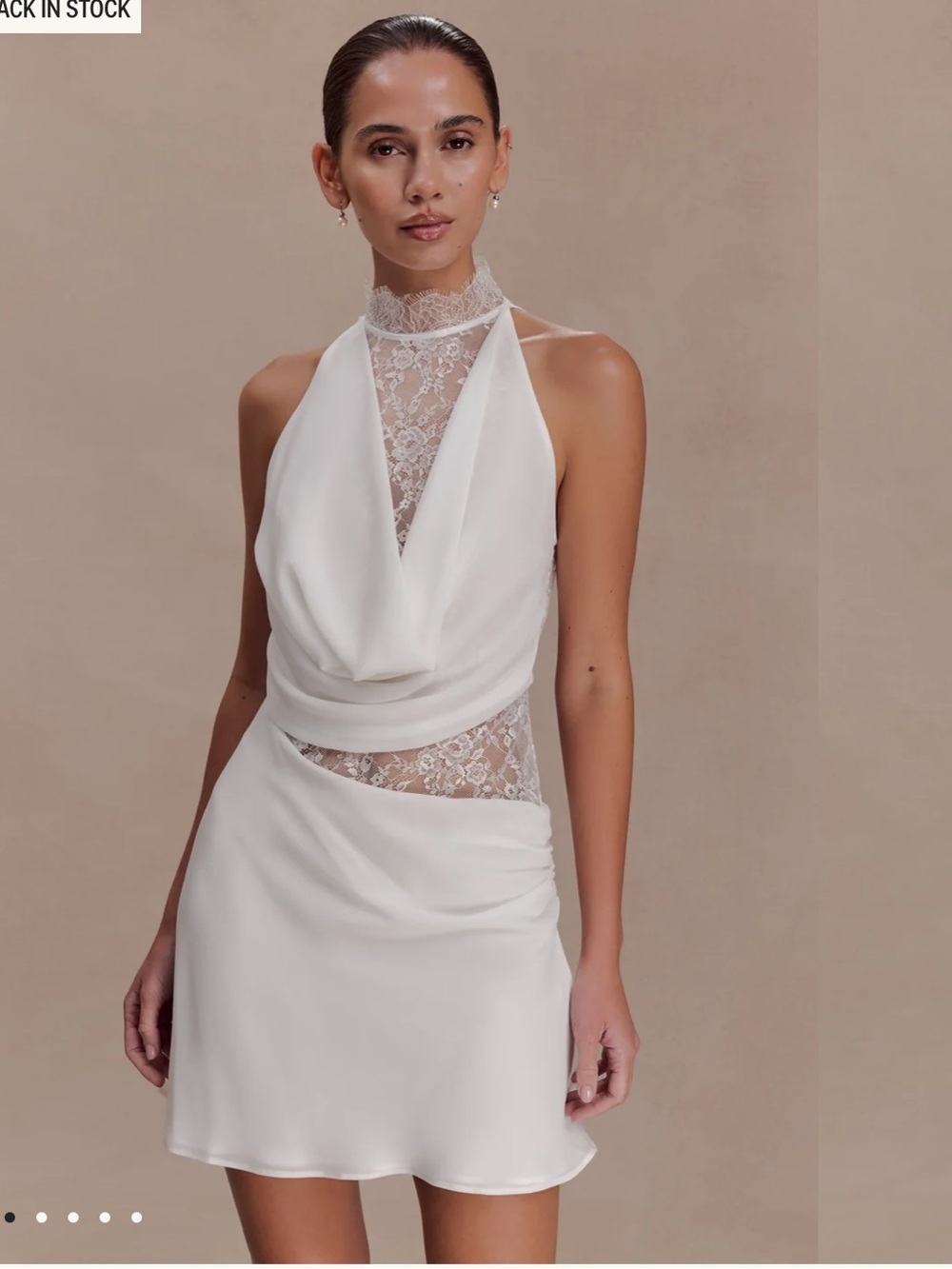 NWT Meshki Lace-Panel Halter Mini Dress